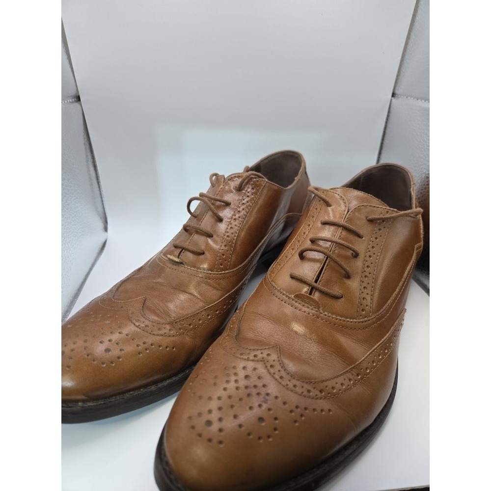 NeroGiardini Mens Leather Wingtip Oxford Shoes Tan Brown Made in Italy Brogues